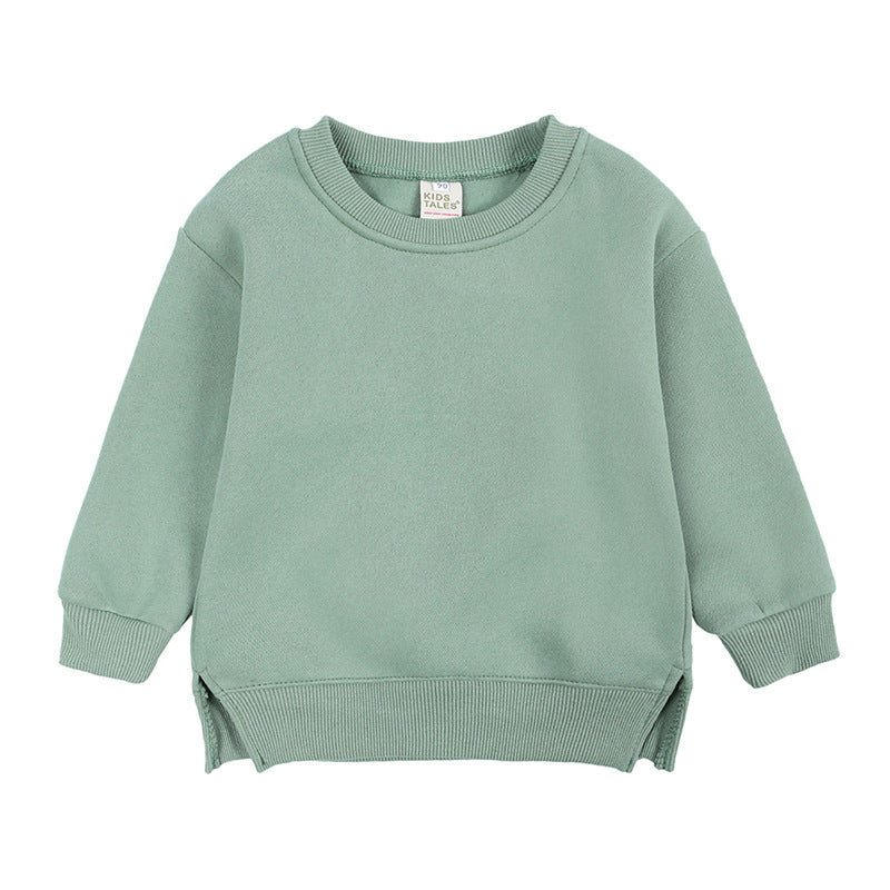 Wholesale Hoodie, Round Neck Pullover, Solid Color with Fleece, Autumn and Winter Baby Clothes